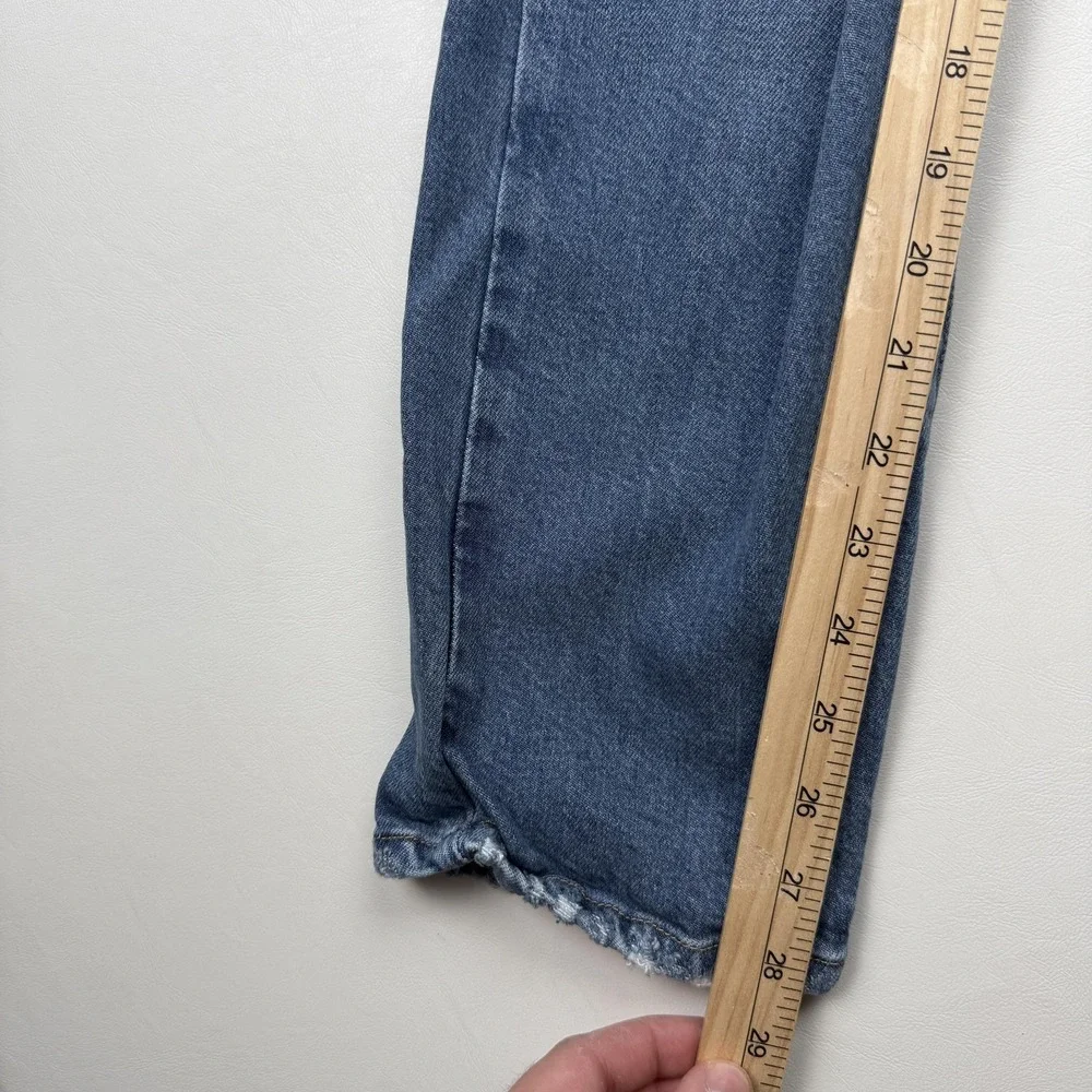 Good American Jeans Womens 4 27 Distressed High Rise Straight Leg Denim Classic‎